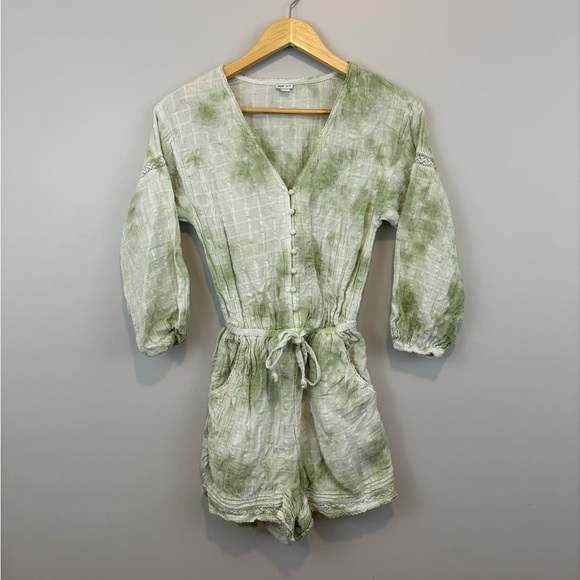 Aerie green and white tie dye boho romper size XXS - Picture 4 of 4